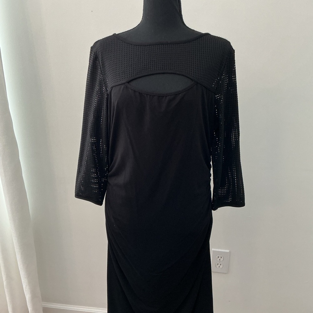 Cache Black Long Sleeve Dress with Cutout